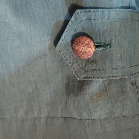 Vintage D'ALLAIRD'S teal full length trench coat. Size 12 - Picture 8 of 11